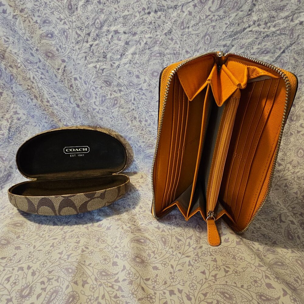 Coach Accordion Zip Long Wallet and Coach Sunglass case - Picture 3 of 3
